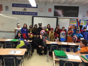 some of my class dressing up for superhero literacy night.